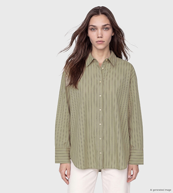 Striped Classic Collar Long Sleeves Oversized Shirt