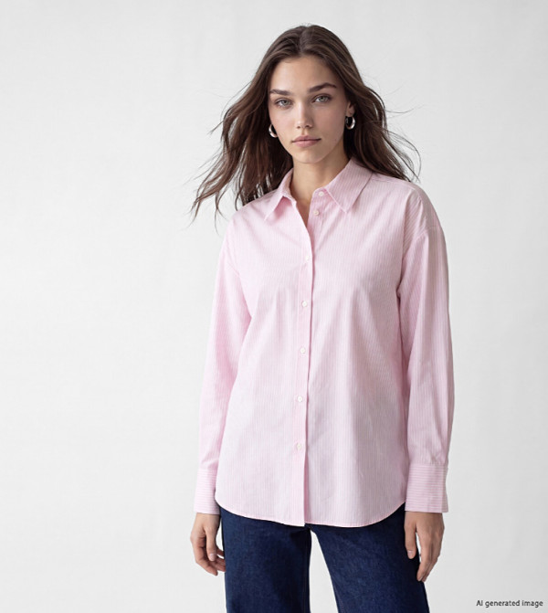 Striped Classic Collar Oversized Shirt