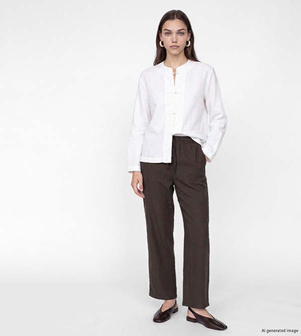 Solid Wide Leg Casual Pants