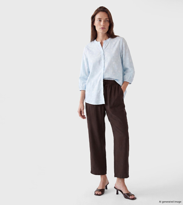 Solid Relaxed Fit Casual Pants