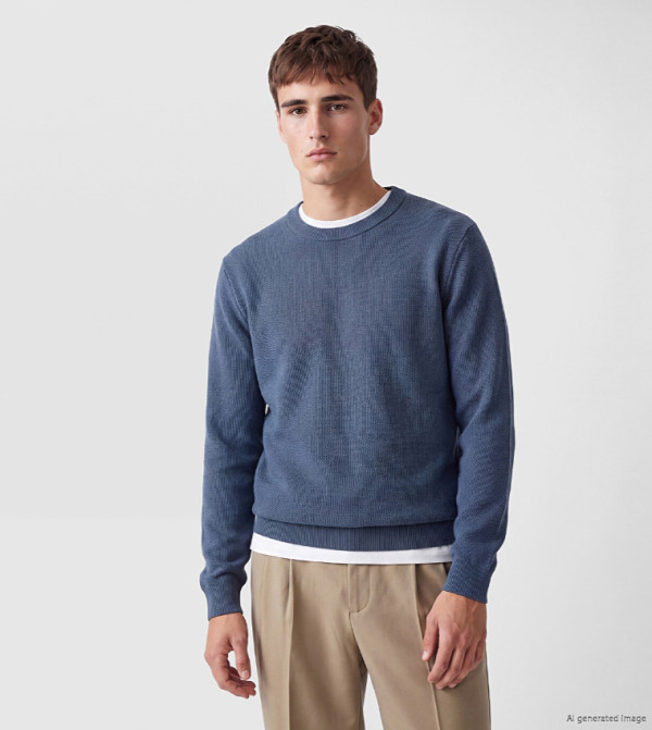 Textured Crew Neck Sweater