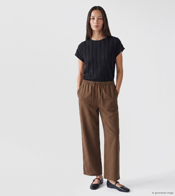 Solid Wide Leg Casual Pants