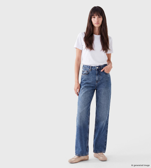 Washed Straight Fit Jeans