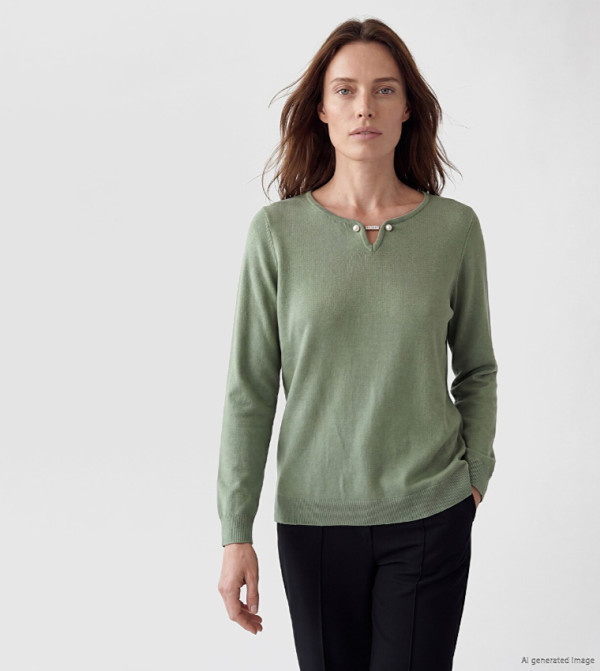 Solid Long Sleeves V-Neck Sweater