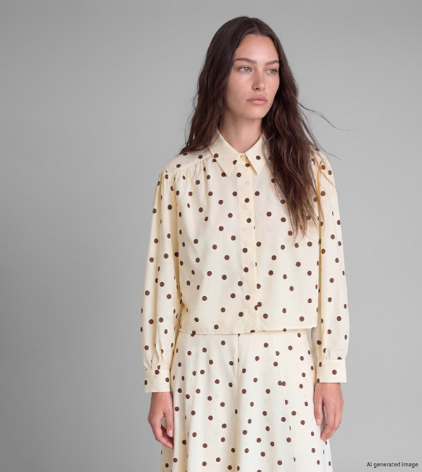 Polka Dots Classic Collar Long Sleeves Shirt