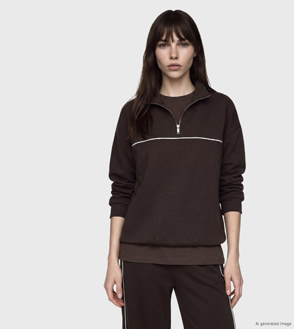 Solid High Neck Oversized Sweatshirt