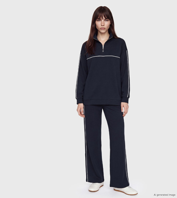 Striped High Neck Oversized Sweatshirt