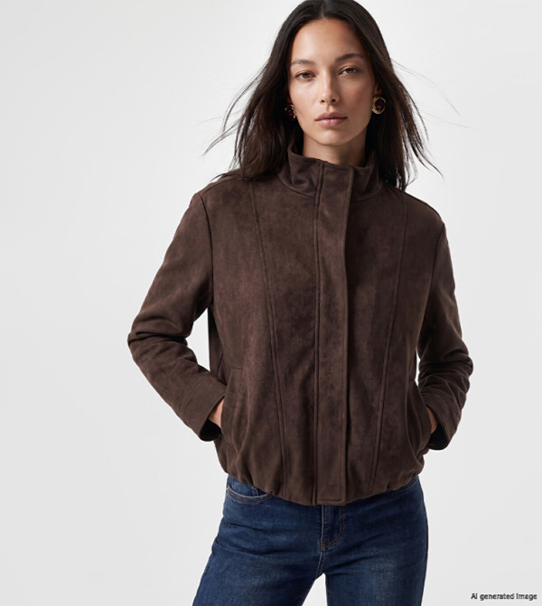 Solid Stand Collar Casual Jacket