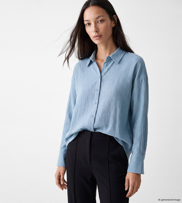 Textured Classic Collar Oversized Shirt