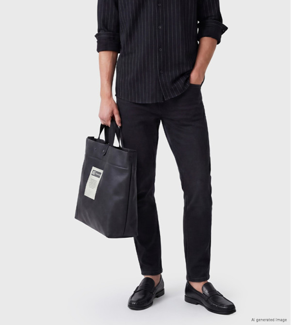 Washed Button Closure Slim Fit Jeans