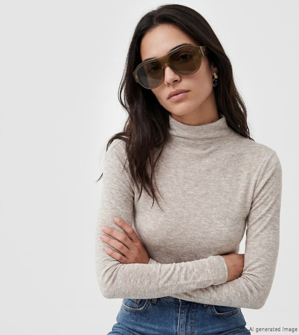 Solid Mock Neck Long Sleeves Top