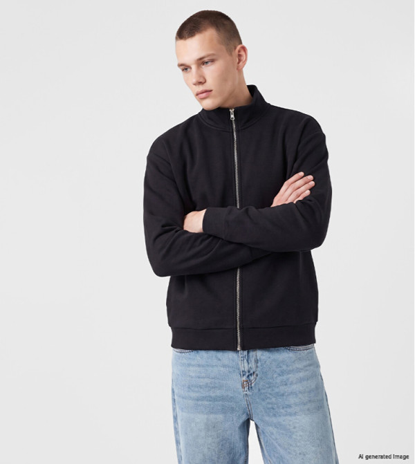 Solid High Neck Loose Fit Jacket