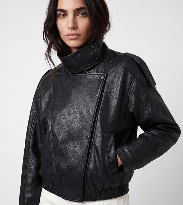 Textured Mock Neck Oversized Casual Jacket