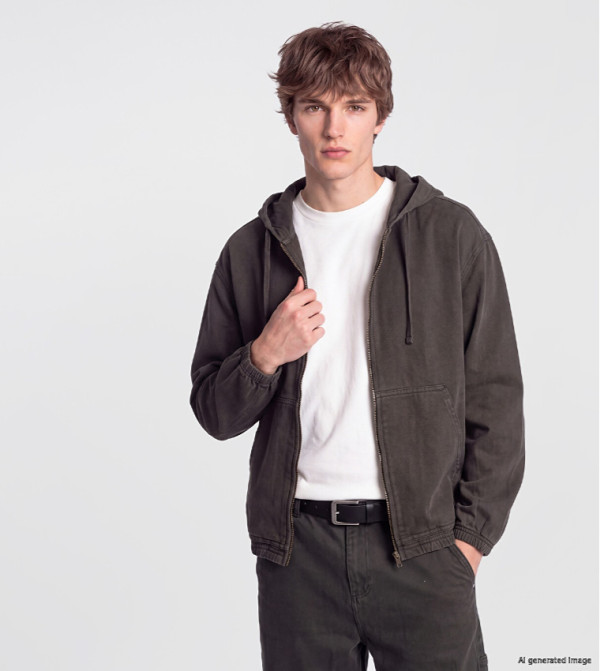 Solid Zipper Hooded Jacket