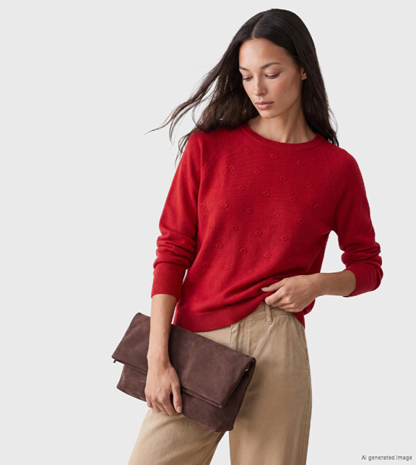 Embroidered Crew Neck Sweater