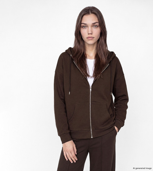 Solid Long Sleeves Oversized Hooded Jacket