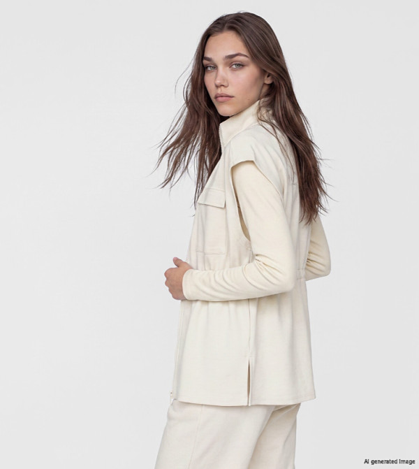 Solid Zip Closure Mock Neck Gilet