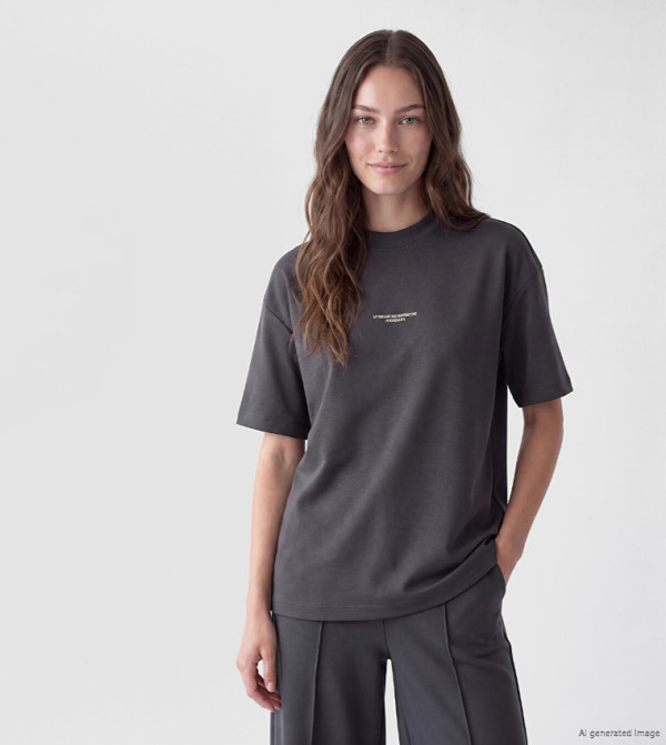 Typography Crew Neck Oversized T-Shirt