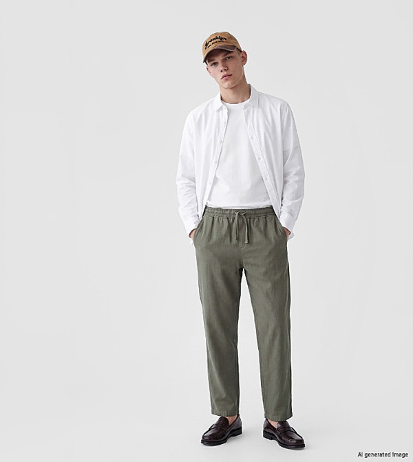 Textured Relaxed Fit Trousers