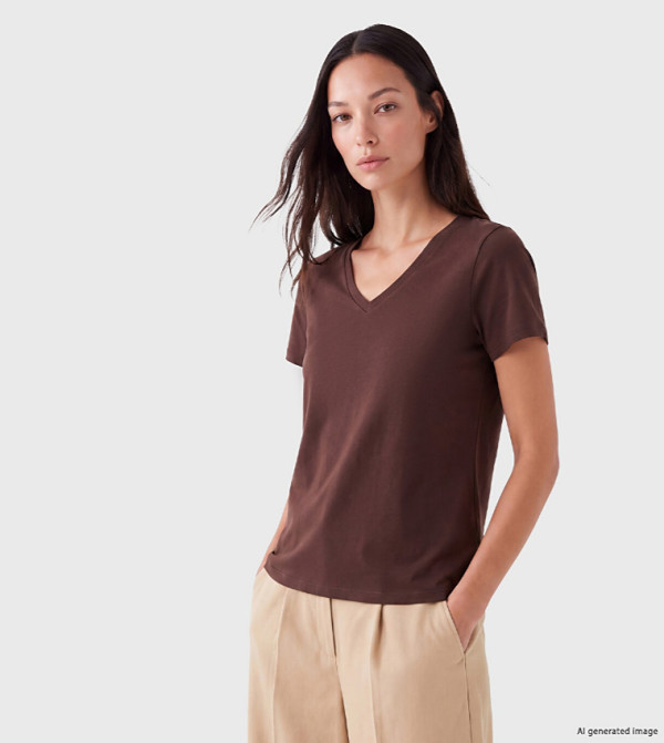 Solid V Neck T-Shirt