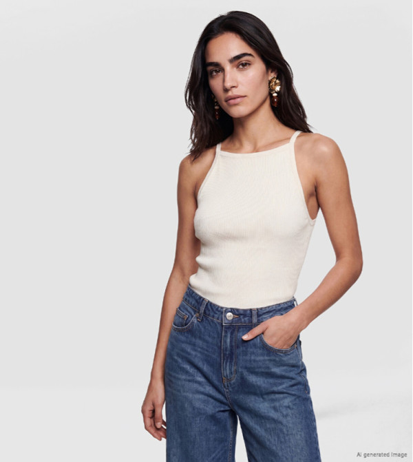 Ribbed Square Neck Tank Top