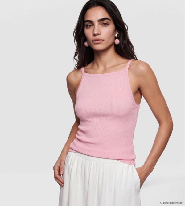 Ribbed Square Neck Tank Top