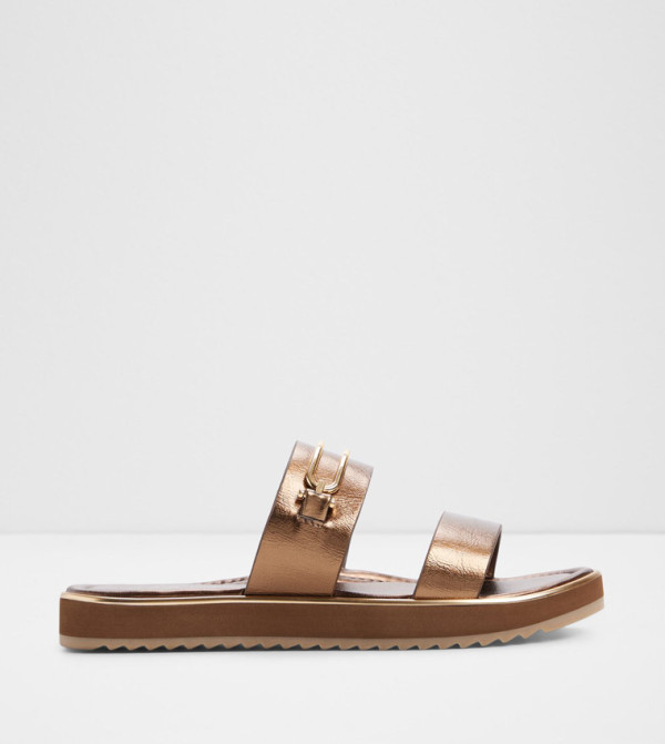 LAGOON Metallic Double Strap Flat Sandals