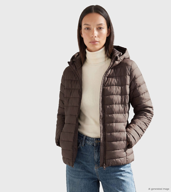 Zip-Through Hooded Puffer Jacket