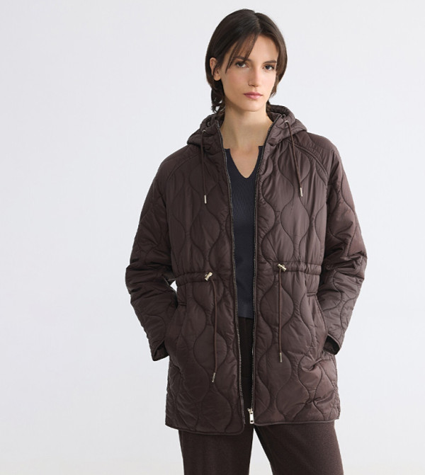 Zip-Through Hooded Quilted Jacket