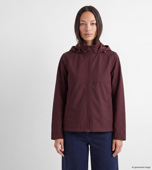 Solid Zipper Hooded Raincoat