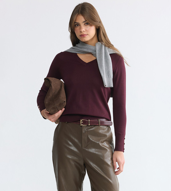 Solid V-Neck Sweater