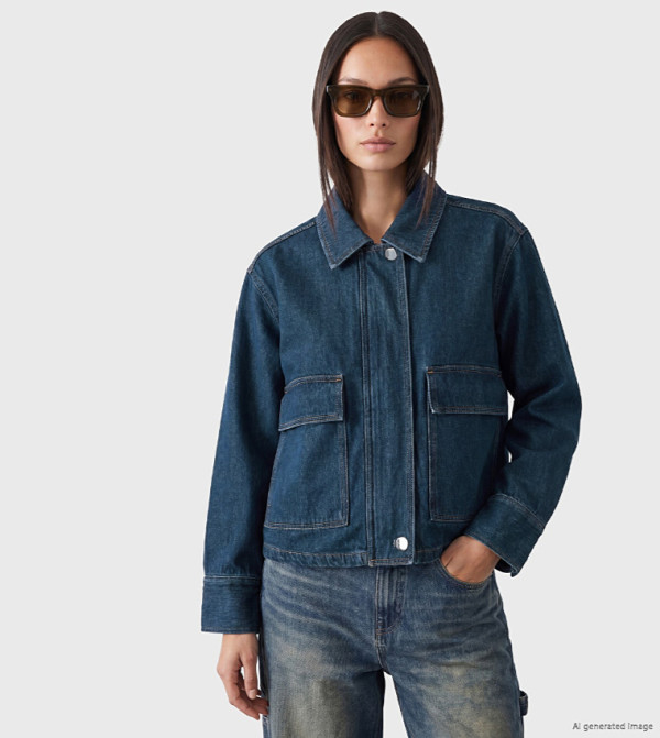 Solid Shirt Collar Denim Jacket