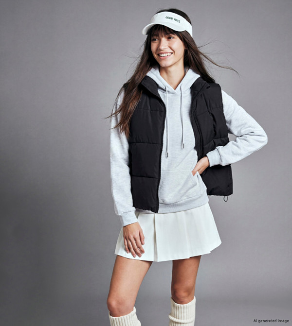Mock Neck Zip-Through Puffer Gilet