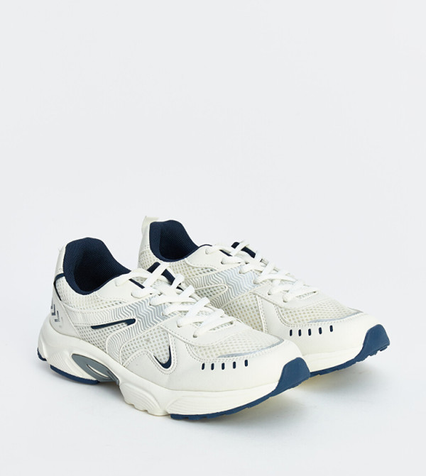Mesh Round Toe Lace-Up Sneakers