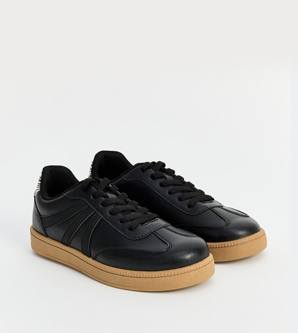 Solid Lace-Up Sneakers