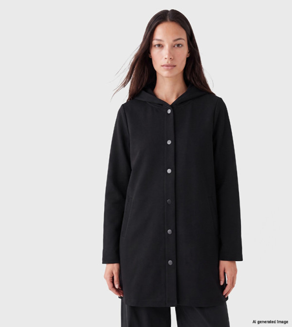 Solid Button Hooded Cardigan