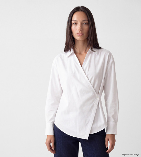 Solid Long Sleeves Wrap Shirt