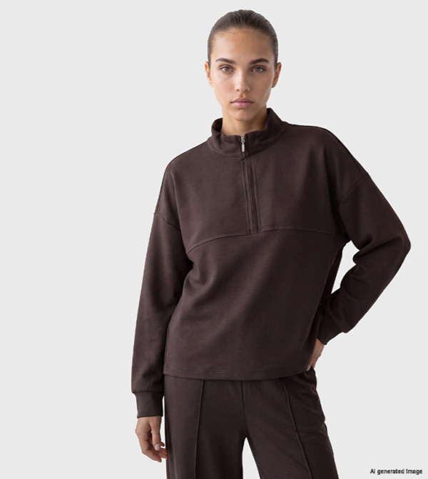 Solid Mock Neck Sweatshirt