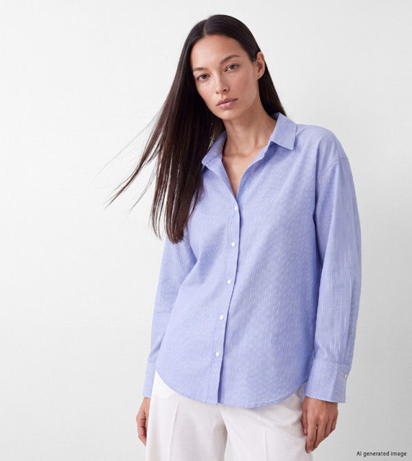 Striped Long Sleeves Poplin Shirt