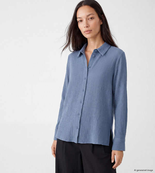 Textured Long Sleeves Seersucker Shirt