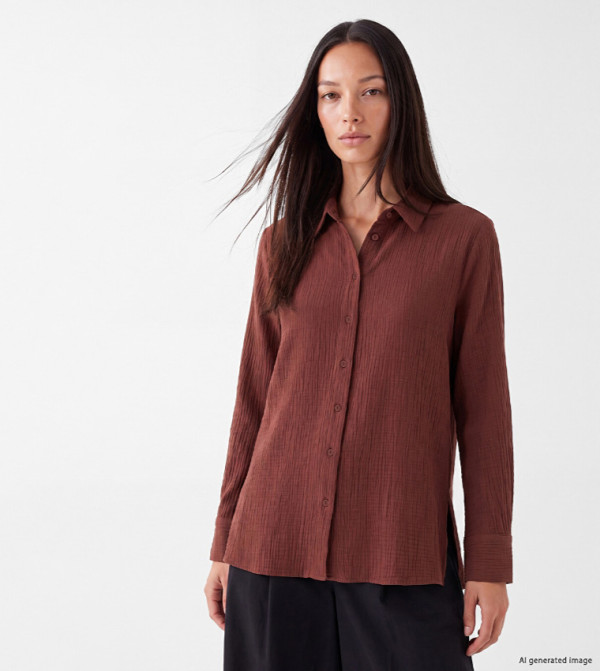 Textured Long Sleeves Seersucker Shirt