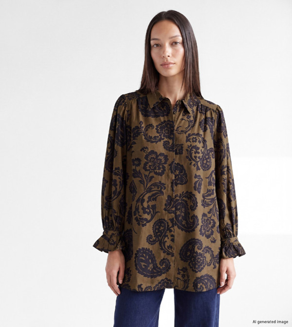 Paisley Print Long Sleeves Shirt Tunic