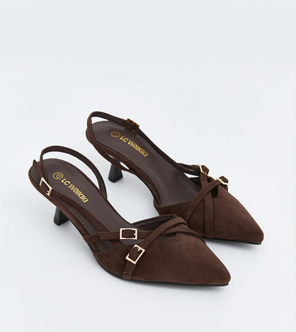 Buckle Detail Slingback Pointed Toe Pumps