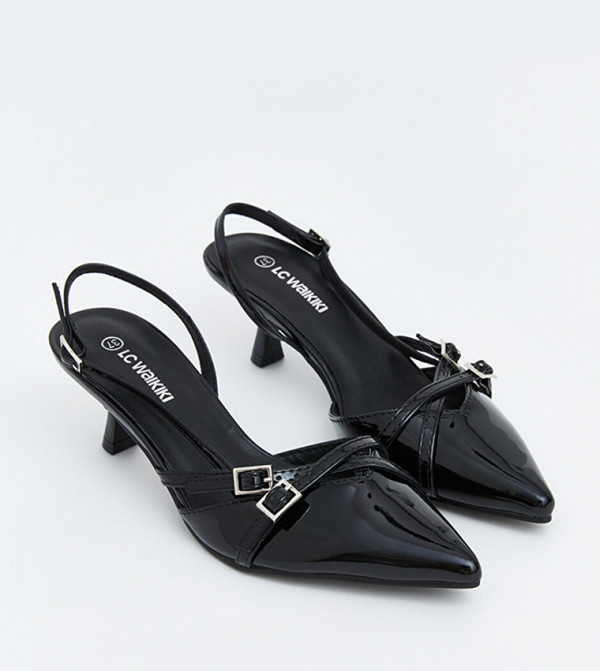 Buckle Detail Slingback Pointed Toe Pumps