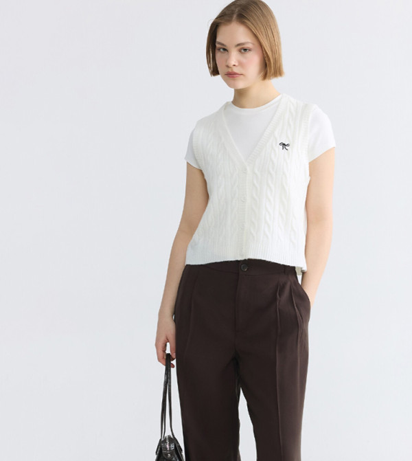 Cable Knit V-Neck Cardigan