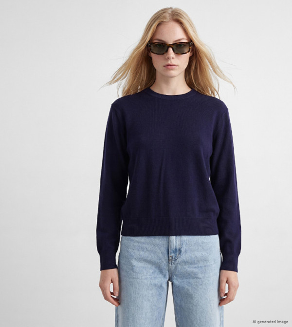Solid Crew Neck Sweater