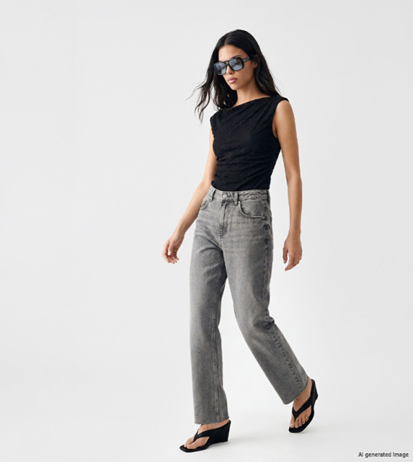 Washed Straight Fit Jeans