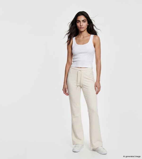 Solid Drawstring Waist Flared Pants
