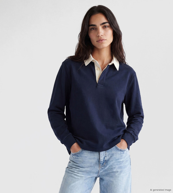 Contrast Collar Long Sleeves Sweatshirt