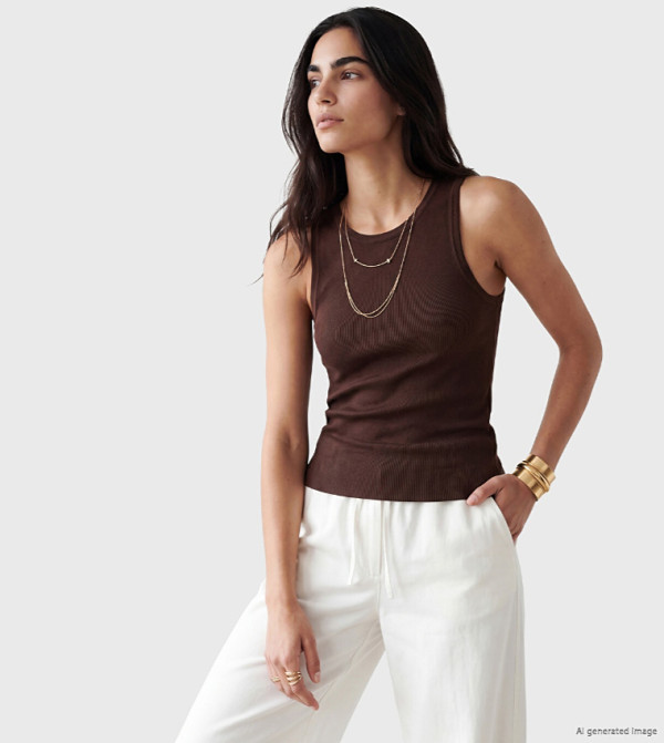 Ribbed Crew Neck Tank Top